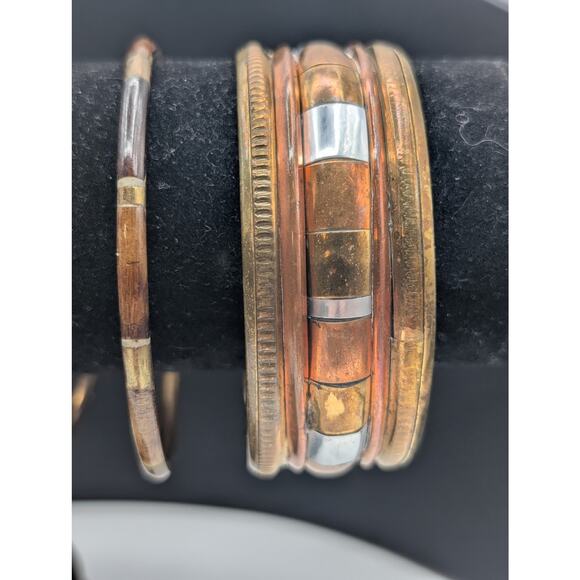 Vintage Lot of Five Brass & Mixed Metals Bracelets - Picture 4 of 6